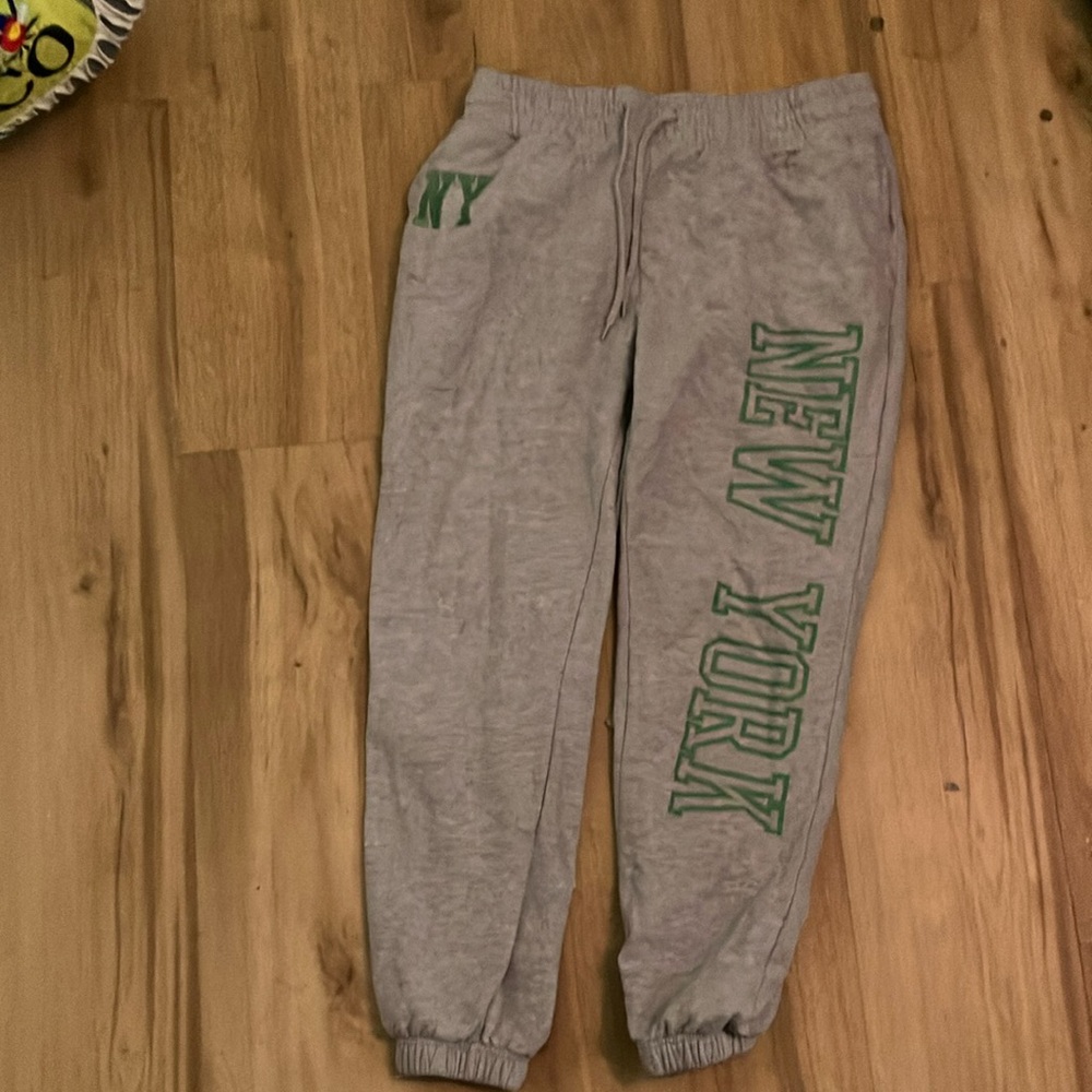 Gray Kids Joggers with Green Print